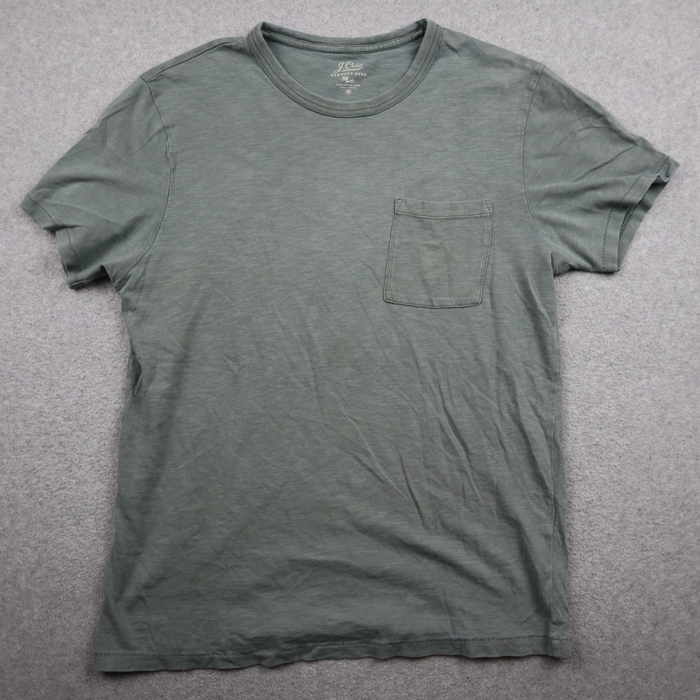 J.Crew T-Shirt Mens M Garment-Dyed Pocket Tee Green Slub Cotton Short Sleeve